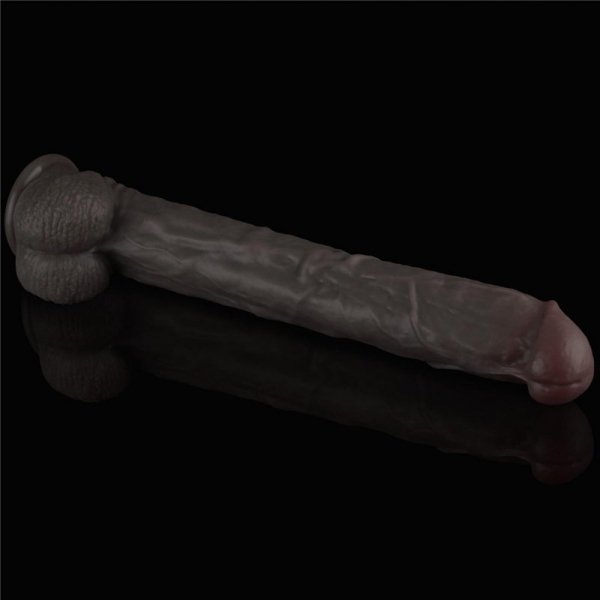14.5&#039;&#039; Dual Layered Bendable Silicone Cock XXL(Black)