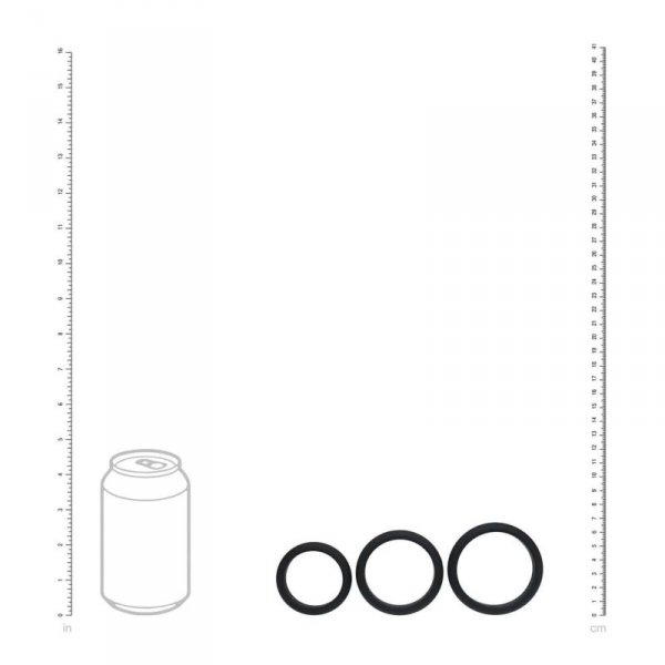 Wide O Silicone Cockring Set of 3 - L/XL/XXL - Black