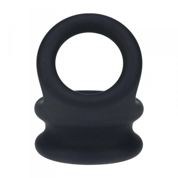 Wide Double O Silicone Cockring - L - Black