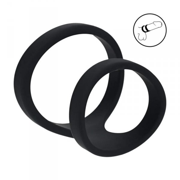 2 Loop Silicone Cockring - Black