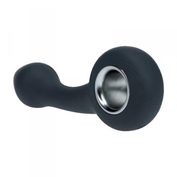 Vibrating Bulb Silicone Prostate Massager with Loop - Black