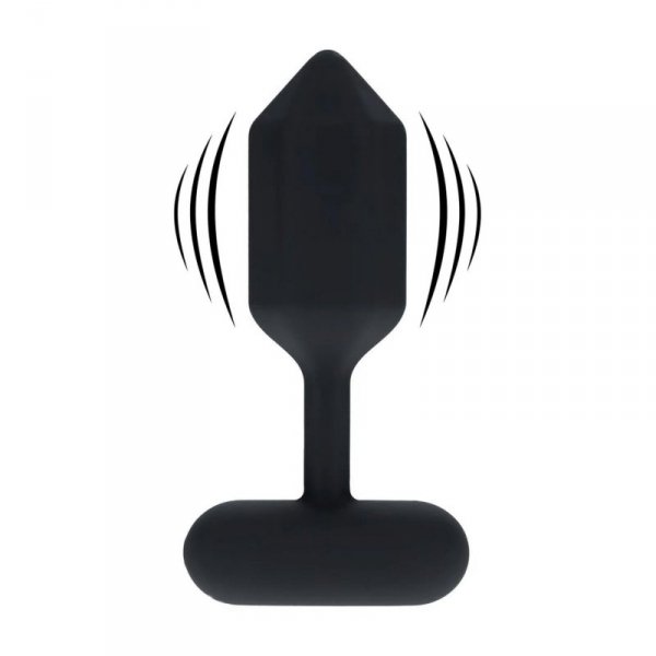 Hexagonal Vibrating Silicone Anal Plug - M - Black