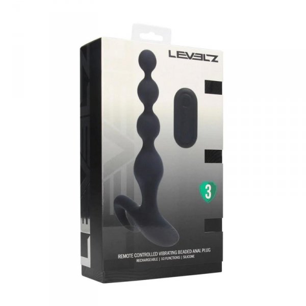 Remote Control Beaded Vibrating Silicone Anal Plug - Black