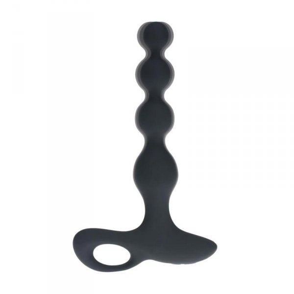 Remote Control Beaded Vibrating Silicone Anal Plug - Black
