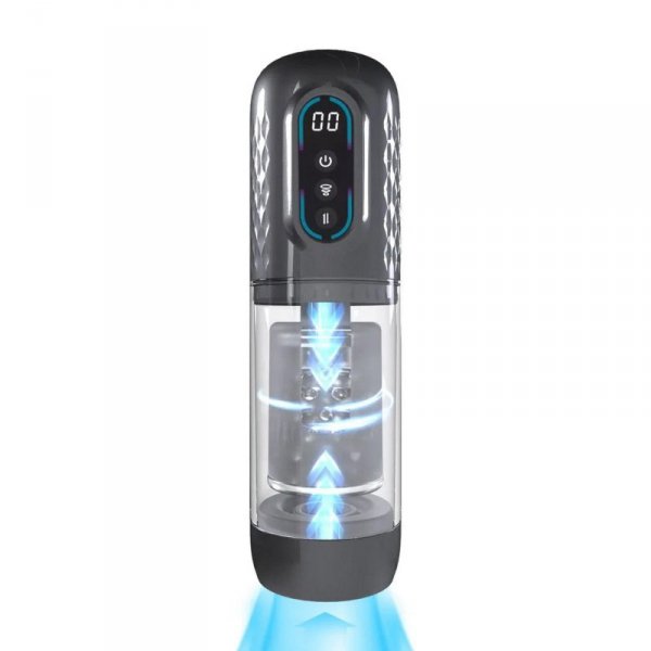 Vortex - Suction Rotation and Thrusting Masturbator Pump - Gun Metal