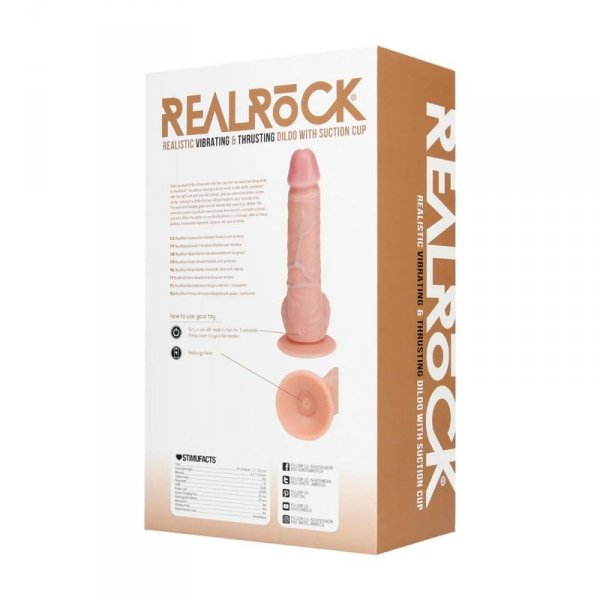 Vibrating and Thrusting Straight Cock with Balls - 8" / 20,5 cm - Flesh
