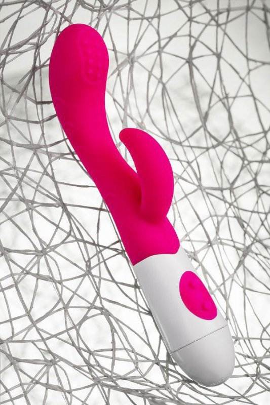 A-TOYS, Vibrator Nessy with Clitoral Stimulator, Silicone, Pink, 20 cm, 10 speeds, 2xAAA