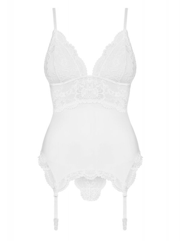 Bielizna-810-COR-2 gorset i stringi biały  S/M
