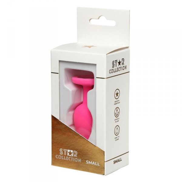 Star Collection - Pink Silicone Anal Plug S - Pink Stone