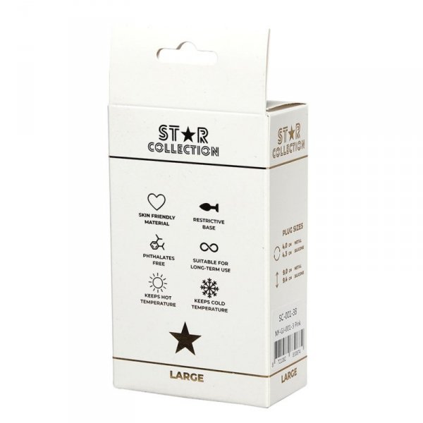 Star Collection - Pink Silicone Anal Plug L - Light Blue Stone