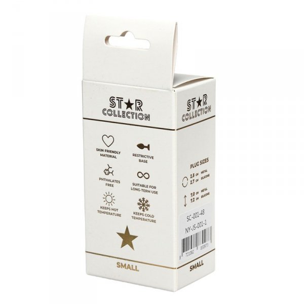 Star Collection - Silver Metal Anal Plug S - Light Blue Stone