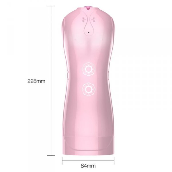 Masturbator-Vibrating and Flashing Masturbation Cup USB 7+7 Function / Talk Mode (Pink)