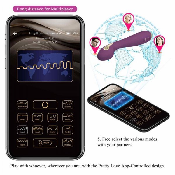 PRETTY LOVE - HECTOR, 12 vibration functions 5 electric shock functions Mobile APP remote control