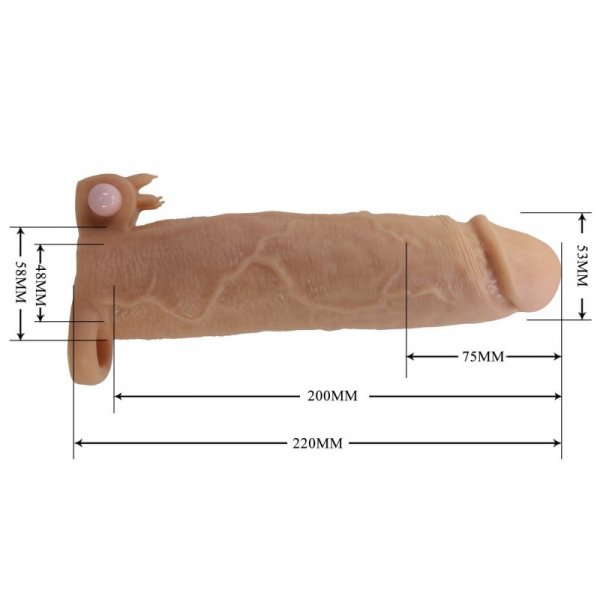 Pretty Love Xerxes – Penis Sleeve with Vibrating Ring, Flesh Color, 22 cm