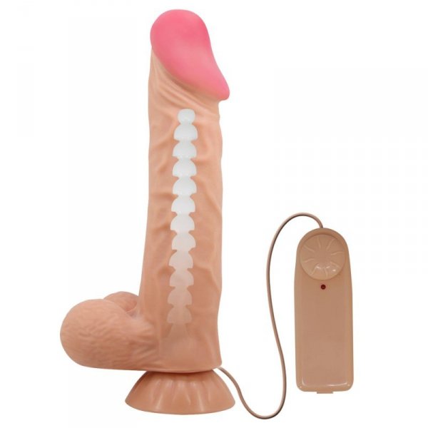 BAILE - Sliding Skin 9,4&#039;&#039; Flesh Vibration Bendable Suction base TPR ABS