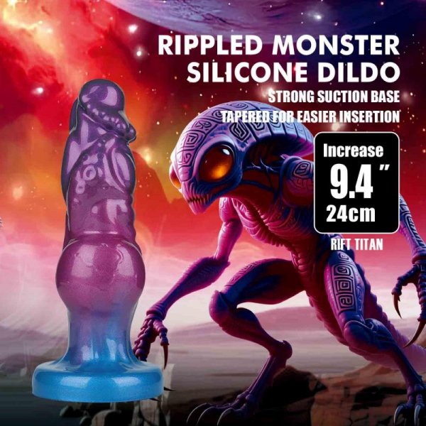 Power Monsters Rift Titan – 24 cm Rippled Monster Silicone Dildo