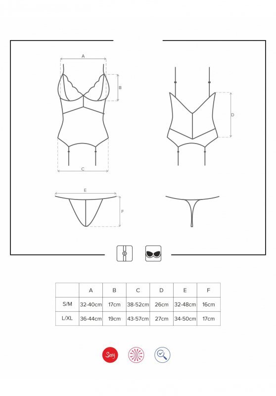 810-COR-1 gorset i stringi czarny S/M