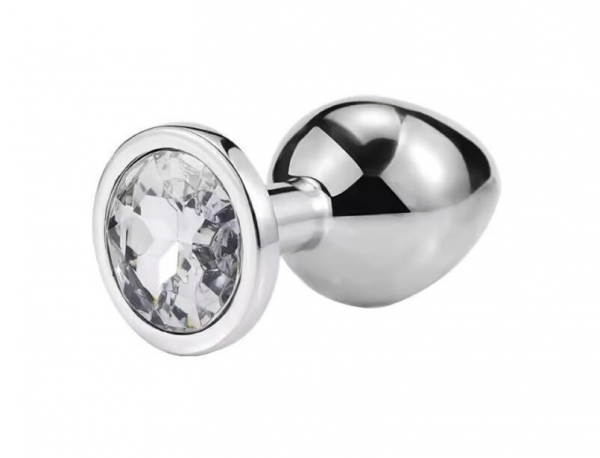 STALOWY KOREK ANALNY Z PIĘKNYM WYKOŃCZENIEM W POSTACI KRYSZTAŁKA WTYCZKA