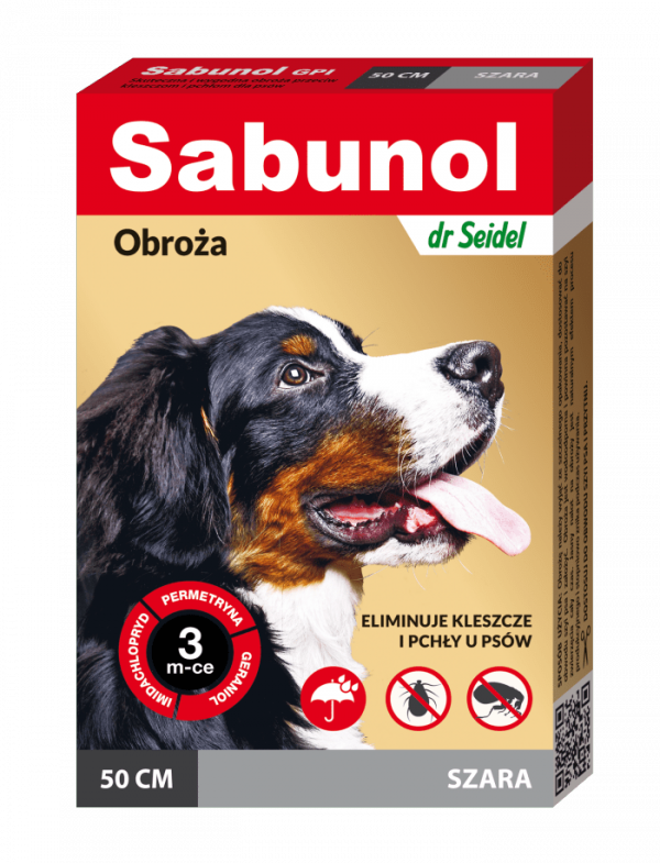 SABUNOL GPI obroża szara przeciw pchłom i kleszczom dla psów 50 cm