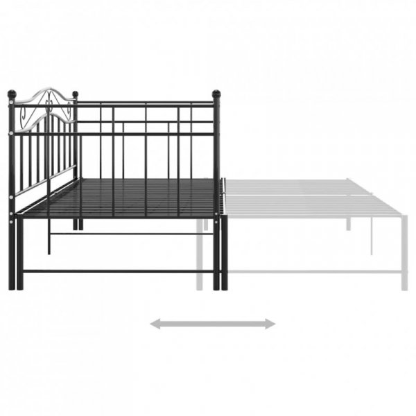 Sofa z wysuwaną ramą łóżka, czarna, metalowa, 90x200 cm