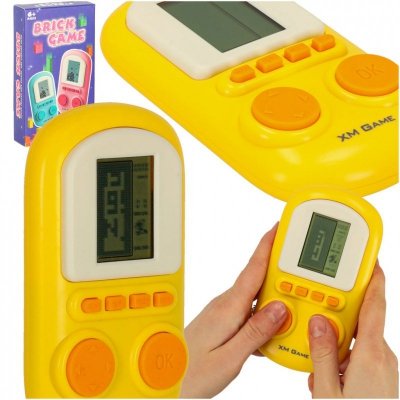 Gra elektroniczna zręcznościowa mini konsola przenośna kieszonkowa tetris żółty