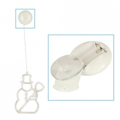 Lampki LED wisząca dekoracja świąteczna okna bałwanek 49cm przyssawka 10 LED