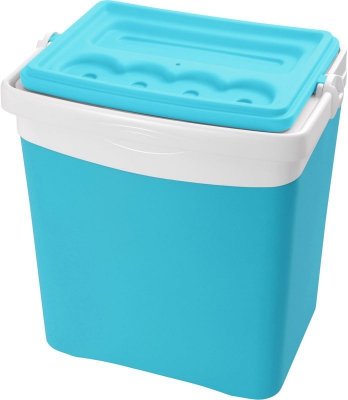 Lodówka turystyczna 25L KAMAI TROPIC na wkłady mrożące, turkusowa z białą rączką