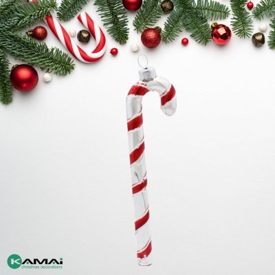 Eleganckie Ozdoby Świąteczne &quot;Laseczka Cukrowa&quot; z Szkła od Kamai Christmas Decoration®