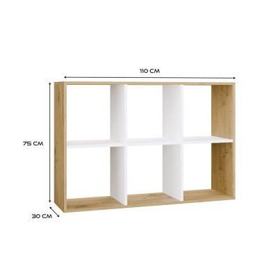 Regał Malax 2X3 DĄB ARTISAN BIAŁY