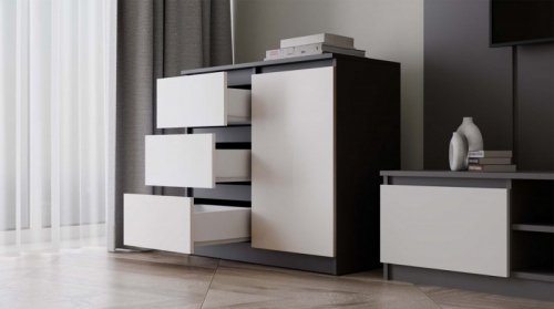 Komoda Malwa 1D3S ANTRACYT / BIAŁY