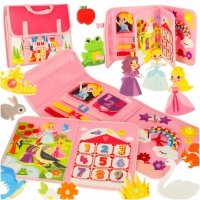 Tablica manipulacyjna sensoryczna montessori walizka plecak różowa 