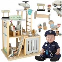 Komisariat policji drewniany tor + radiowóz helikoptery parking