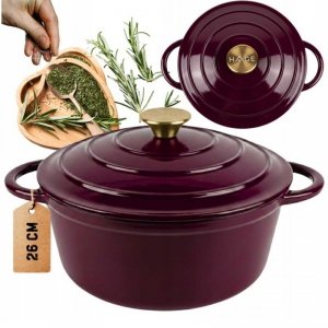 EMALIOWANY GARNEK ŻELIWNY 22cm 3L HAGE EGGPLANT