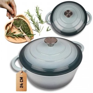 EMALIOWANY GARNEK ŻELIWNY 24cm 4L HAGE SEA SALT