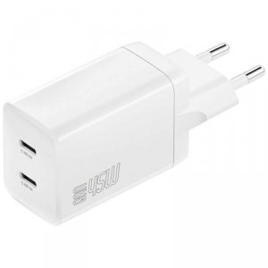 Ładowarka sieciowa PDPlug Dual 45W 2xUSB-C Biała