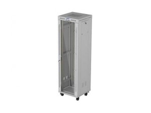 Szafa instalacyjna rack stojąca 19 42U 600x600 szara drzwi     przeszklone  LCD (Flat pack)