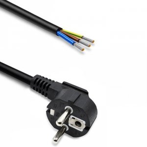 Kabel zasilający | wtyczka kątowa SCHUKO CEE 7/7 (E/F) | miedź Cu| odizolowany lutowany | 3x1.0mm2 | 1.8m