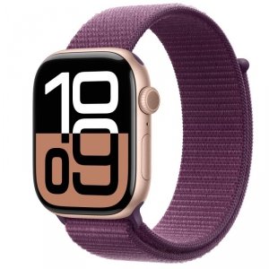 Apple Watch Series 10 GPS + Cellular, koperta 46 mm z aluminium w kolorze różowego złota z opaską sportową w kolorze dojrzałej ś