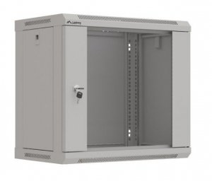 Lanberg Szafa instalacyjna rack wisząca 19 9U 540x350 szara drzwi przeszklone ( flat pack)