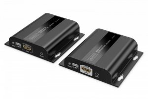 Digitus Przedłużacz (extender) po skrętce kat.6 HDMI 4K/60Hz przez IP 1G lub do 120m/200m z PoE, max. 253 odbiorniki, sterowanie