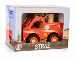 Daffi Drewniane auto z oponami Straż Pożarna