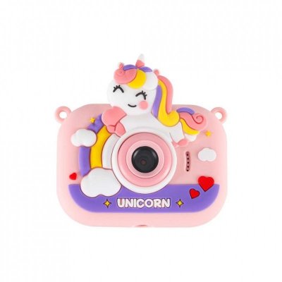 Aparat fotograficzny cyfrowy dla dzieci na statywie jednorożec różowy