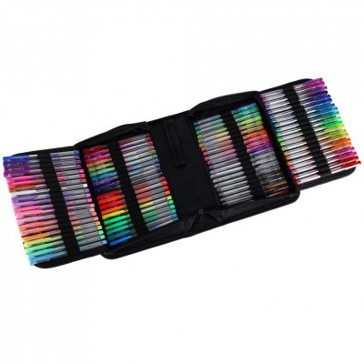 Długopisy żelowe kolorowe w etui 100 sztuk + 100 wkładów