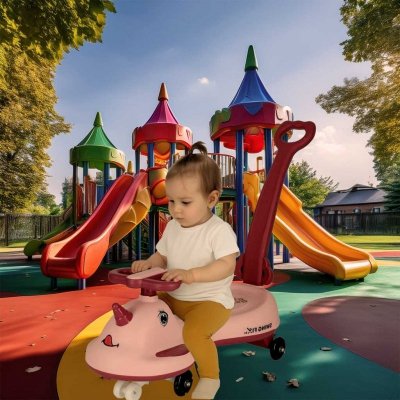 Jeździk grawitacyjny LED Swing FIX S1 skuter z rączką różowy max 65kg