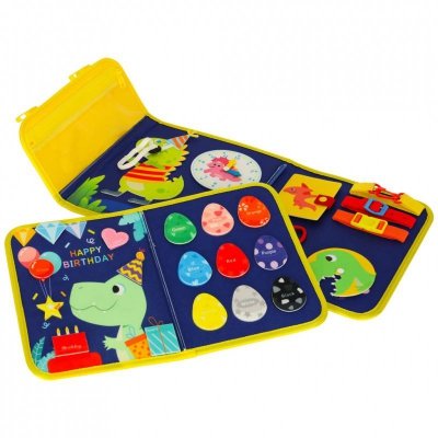 Tablica manipulacyjna sensoryczna montessori walizka plecak niebieska