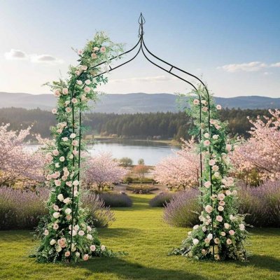 Pergola ogrodowa LUARO metalowa łuk z grotami na róże kwiaty pnącza 265 cm