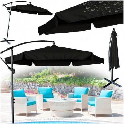 Parasol ogrodowy duży składany z wysięgnikiem 290cm czarny
