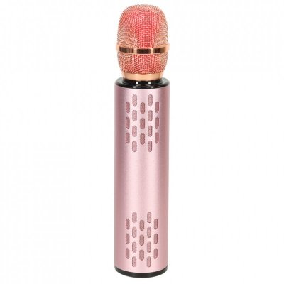 Mikrofon bezprzewodowy do karaoke Bluetooth różowy