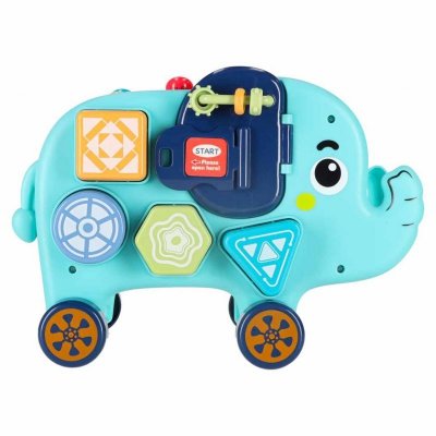 Słonik tablica manipulacyjna montessori wbijak sorter klocki młotek 26cm