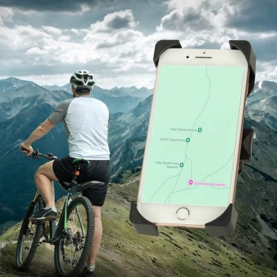 Uchwyt rowerowy motocyklowy na telefon czarny stabilny
